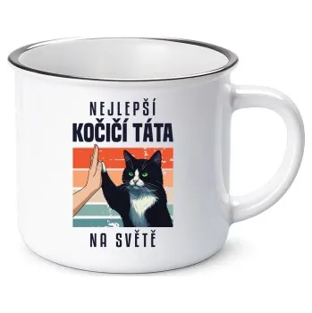 Žertovný předmět Nejlepší kočičí táta na světě - keramický smaltovaný hrneček s potiskem- Tričkový.cz