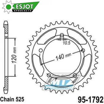 Řetězová sada pro motocykl Rozeta ocelová (převodník) 1792-42zubů ESJOT 50-29024-42 - Suzuki DL650 V-Strom + DL1000 V-Strom + DL1050 V-Strom + GSR600+GSR750 + GSXR600+GSXR750+GSXR1000+GSXS750 + Triumph 600TT + 650 Daytona + 800 SUZUKI DL 650 V-Strom 2004-2019