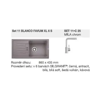 Vodovodní baterie Blanco SET 11-C 26 FAVUM XL 6 S šedá vulkán + MILA chrom