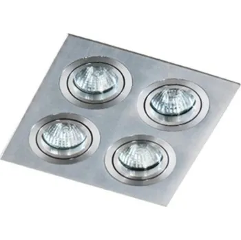 Bodové svítidlo Stropní bodové zápustné svítidlo AZzardo Caro 4 Square aluminium AZ2444 GU10 4x40W IP20 18cm hliníkové