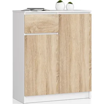 Komoda Komoda se šuplíkem a dvířky SAVRILA - bílá / dub sonoma
