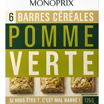 Monoprix Cereální tyčinky zelené jablko 125g