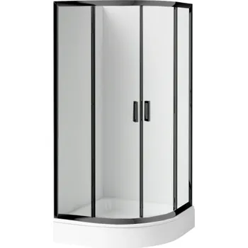 Deante Funkia sprchový kout s vaničkou 80x80 cm půlkulatá černá matný/průhledné sklo KDDZN52K