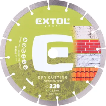 Řezný kotouč EXTOL CRAFT kotouč diamantový řezný segmentový - suché řezání, O 230x22,2x2,6mm 903035