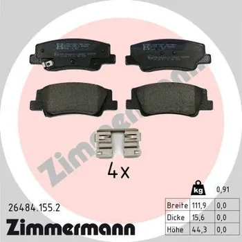 Brzdová destička Sada brzdových destiček, kotoučová brzda ZIMMERMANN 26484.155.2