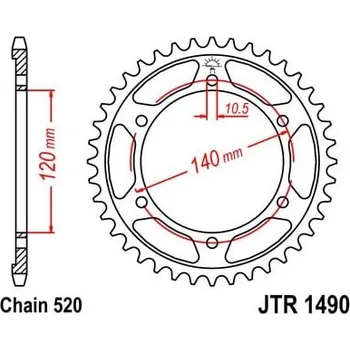 Řetězová sada pro motocykl Řetězová rozeta JT JTR 1490-43 43 zubů, 520 SUZUKI GSX-R 750 1996-1997