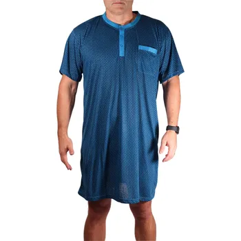 Pánská noční košile Slávek pánská noční košile krátký rukáv V2649 4XL petrolejová