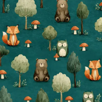 Bavlna premium NELA malovaná zvířátka Ametyst