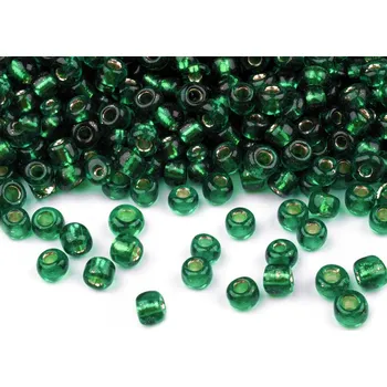 Dětské navlékací korálky Rokajl 6/0 - 4 mm s průtahem, malé, 53A zelená tm.