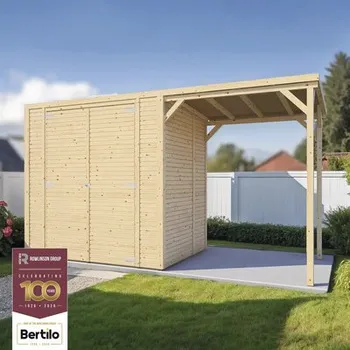 Zahradní domek Dřevěný zahradní domek Bertilo Cubico 2 Plus Fineline 373 x 157 cm přírodní