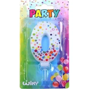 Dortová svíčka Párty svíčka číslo 0 Puntíky [A]