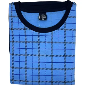 Pánské pyžamo N-feel Pánské nadměrné bavlněné pyžamo s dlouhým rukávem NERO Barva: Modrá, Velikost: 5XL