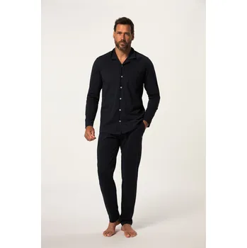 Pánské pyžamo JP1880, Plus size Pyžamo, dvojdílné, domácí oblečení, OEKO-TEX, tričko s dlouhými rukávy, klopy pro plnoštíhlé nadměrná velikost, 821124130-1453, modrý, 4XL, Plus size oblečení, Oblečení pro vysoké muže, Nadměrné velikosti, Oblečení pro plnoštíhlé.