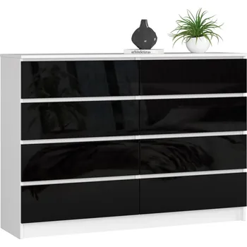 Komoda Velká komoda SAVRILA - bílá / černá lesklá