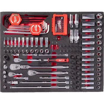 Klíč MILWAUKEE Sada ráčen a nástrčných klíčů v pěnové vložce, 1/4" a 3/8", 153ks