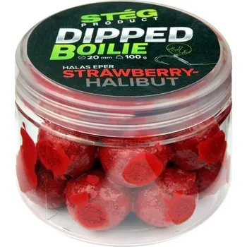 Nástraha Stég Dipped boilie 100g 20mm - Strawberry/Halibut