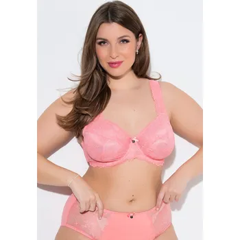 Podprsenka Ulla Popken, Plus size Podprsenka s kosticemi, krajka, široká ramínka, košíčky B-F pro plnoštíhlé nadměrná velikost, 822855507-1076, růžový, 115B, Nadměrné velikosti, Plus size oblečení, Oblečení pro boubelky, Oblečení pro baculky, Oblečení pro plnoštíhlé