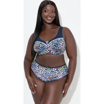 Podprsenka Ulla Popken, Plus size Podpůrná podprsenka, květinový vzor, bez ramínek, košíčky C - F pro plnoštíhlé nadměrná velikost, 845539139-1085, modrý, 110C, Nadměrné velikosti, Plus size oblečení, Oblečení pro boubelky, Oblečení pro baculky, Oblečení pro plnoští