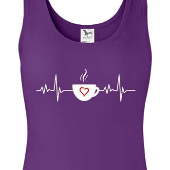 Tílko Láska | Dámské tílko EKG křivka - srdeční tep Káva