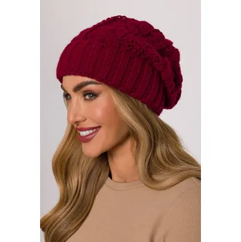 Čepice Pletená čepice beanie s copánky MOE M897 bordó EU velikost: Univerzální