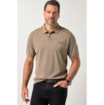 Pánská košile JP1880, Plus size Polokošile JP1880, krátké rukávy, piké, potisk na hrudi, vintage vzhled, do 8XL pro plnoštíhlé nadměrná velikost, 845158350-1454, hnědý, 5XL, Plus size oblečení, Oblečení pro vysoké muže, Nadměrné velikosti, Oblečení pro plnoštíhlé.