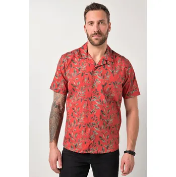 Pánská košile JP1880, Plus size Košile JP1880, krátké rukávy, Cuba límeček, květovaný potisk, Cuba střih, do 8XL pro plnoštíhlé nadměrná velikost, 845968535-1452, červený, 3XL, Plus size oblečení, Oblečení pro vysoké muže, Nadměrné velikosti, Oblečení pro plnoštíhlé.