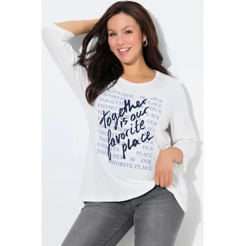 Dámské tričko Ulla Popken, Plus size Tričko, nápis, Classic, kulatý výstřih, 3/4 rukávy pro plnoštíhlé nadměrná velikost, 845339200-1130, bílý, 50/52, Nadměrné velikosti, Plus size oblečení, Oblečení pro boubelky, Oblečení pro baculky, Oblečení pro plnoštíhlé, Oblečení