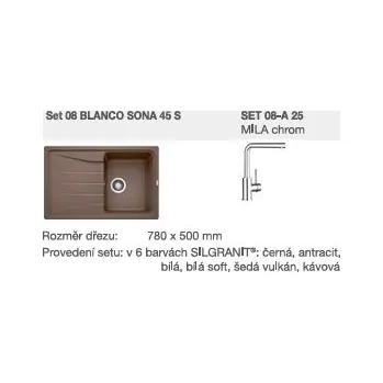 Vodovodní baterie Blanco SET 08-A 26 SONA 45 S antracit + MILA chrom