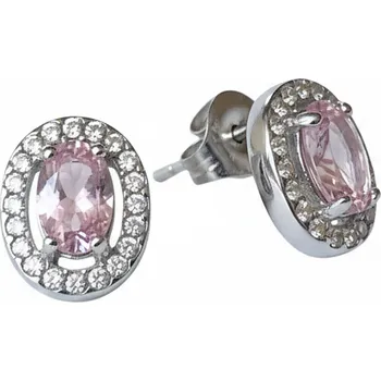 Náušnice Ewena Ocelové náušnice s růžovými zirkony-Nerina-EW 332