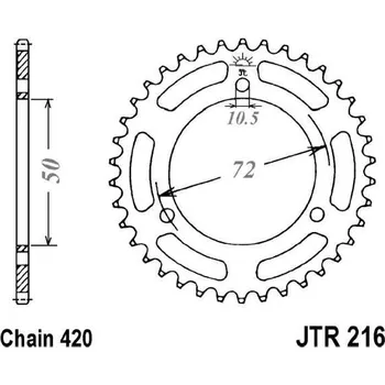 Řetězová sada pro motocykl Řetězová rozeta JT JTR 216-47 47 zubů, 420 HONDA NSR 50 S 1989-1995