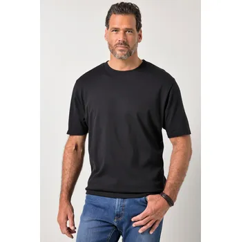 Pánské tričko JP1880, Plus size Tričko JP1880, břišní střih, OEKO-TEX, krátké rukávy, pruhy, strukturovaný žerzej, XXL-8XL pro plnoštíhlé nadměrná velikost, 845095100-1456, černý, 7XL, Plus size oblečení, Oblečení pro vysoké muže, Nadměrné velikosti, Oblečení pro plnoš