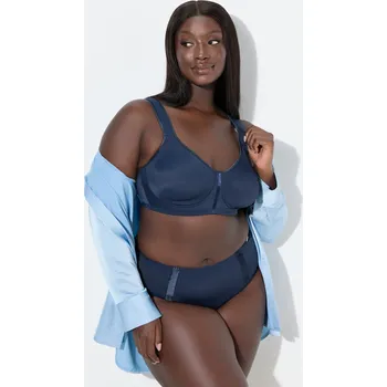 Podprsenka Ulla Popken, Plus size Wellness podprsenka, mikrovlákno, bez kostic, košíčky C-E pro plnoštíhlé nadměrná velikost, 812319130-1085, modrý, 110C, Nadměrné velikosti, Plus size oblečení, Oblečení pro boubelky, Oblečení pro baculky, Oblečení pro plnoštíhlé, O
