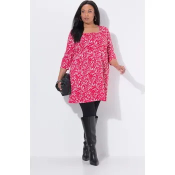 Dámské tričko Ulla Popken, Plus size Dlouhé tričko, A střih, hranatý výstřih, 3/4 rukávy pro plnoštíhlé nadměrná velikost, 847012530-1131, červený, 54/56, Nadměrné velikosti, Plus size oblečení, Oblečení pro boubelky, Oblečení pro baculky, Oblečení pro plnoštíhlé, Oble