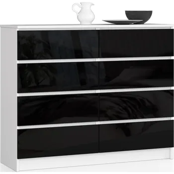 Komoda Široká komoda SAVRILA - bílá / černá lesklá