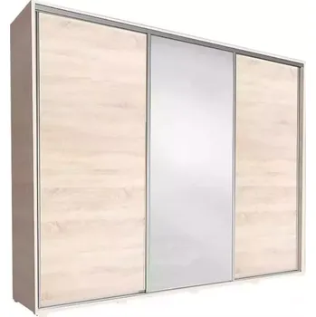 Předsíňová stěna Skříň Se Zrcadlem Silver 255cm Dub Sonoma