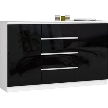Komoda Široká kombinovaná komoda SAVRILA - bílá / černá lesklá