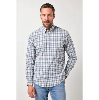 Pánská košile JP1880, Plus size Kostkovaná košile JP1880, dlouhé rukávy, límeček s knoflíky, Modern střih, do 8XL pro plnoštíhlé nadměrná velikost, 844686714-1454, modrý, 5XL, Plus size oblečení, Oblečení pro vysoké muže, Nadměrné velikosti, Oblečení pro plnoštíhlé.