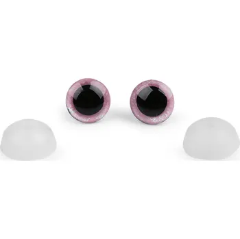 Oči glitrové s pojistkou Ø12 mm, malé, 4 růžová dětská