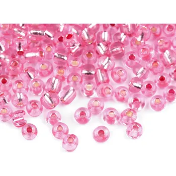 Dětské navlékací korálky Rokajl 6/0 - 4 mm s průtahem, velké, 9A růžová nejsv.