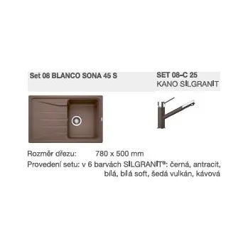 Vodovodní baterie Blanco SET 08-C 26 SONA 45 S šedá vulkán + KANO šedá vulkán