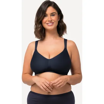 Podprsenka Ulla Popken, Plus size Podprsenka, prostorné košíčky, bez kostic, mikrovlákno, C-D pro plnoštíhlé nadměrná velikost, 819009139-1094, modrý, 105D, Nadměrné velikosti, Plus size oblečení, Oblečení pro boubelky, Oblečení pro baculky, Oblečení pro plnoštíhlé,