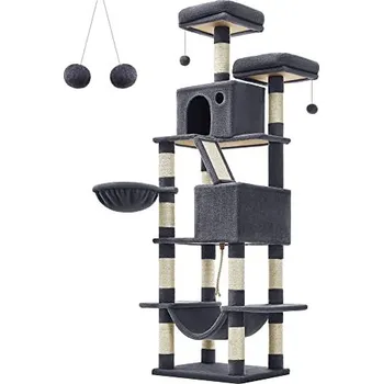 Škrabadlo pro kočky 60 x 50 x 206 cm | kouřově šedé