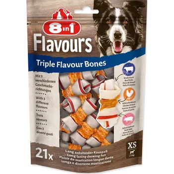 Pochoutka 8in1 Triple Flavour kost žvýkací XS 21ks-KARTON