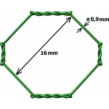 chovatelské pletivo Pletivo šestihranné chovatelské, oko 16 mm, drát 0,9 mm, výška 100 cm, 25 m, pozinkované+poplastované, zelené