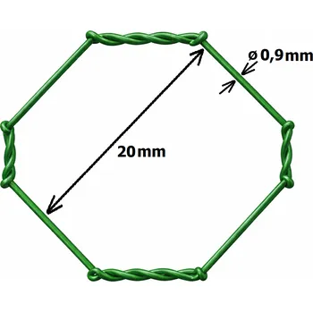 chovatelské pletivo Pletivo šestihranné chovatelské, oko 20 mm, drát 0,9 mm, výška 100 cm, 25 m, pozinkované+poplastované, zelené