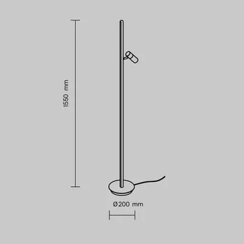 Lampička Maytoni LED stojací lampa Thin, černá, hliník, výška 155 cm, stmívatelné - Stínidlo na lampu – průměr 4 cm, délka 11 cm; podstavec – průměr 20 cm, výška 4 cm LED 14 W celkem - Doprava zdarma