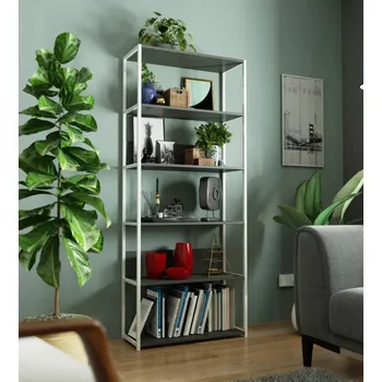 regál Kovový policový regál 80 cm TOMIRAN - bílý / šedý