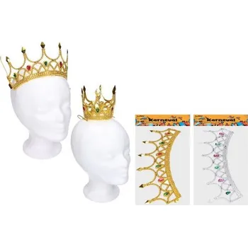 Karnevalový doplněk Set karneval - zlatá/stříbrná koruna 15x8 cm