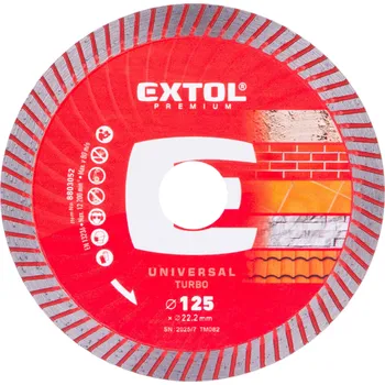 Řezný kotouč EXTOL PREMIUM kotouč diamantový řezný, turbo - suché i mokré řezání, O 125x22,2x2mm
