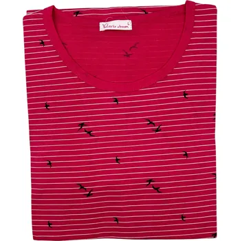 Dámské pyžamo Dámská bavlněná noční košile s krátkým rukávem ADELA Barva: Fuchsiová, Velikost: M